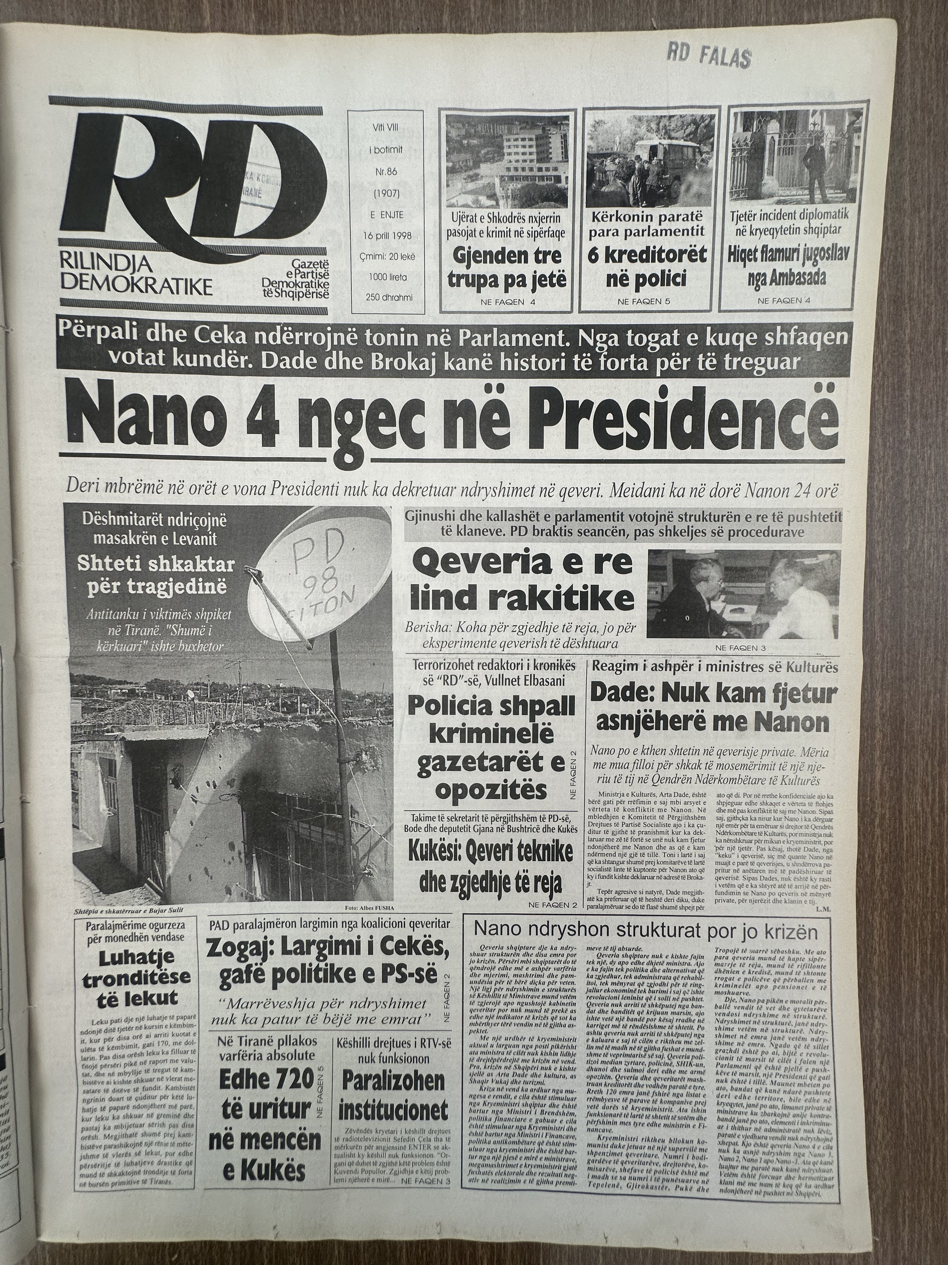 Rilindja Demokratike 1998-04-16